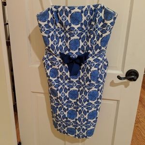 Strapless Blue & White Dress